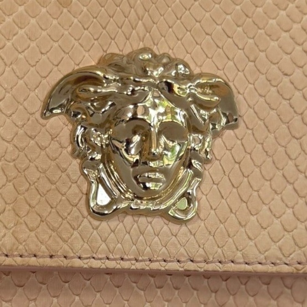 Versace Medusa Python Wallet On Chain Crossbody Bag Nude Peach WOC - Picture 8 of 16